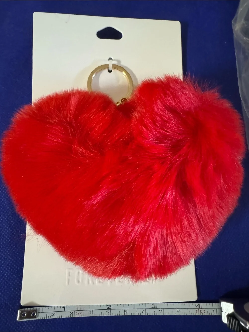 I ❤️ You Forever 21 Bright Red Heart shaped Fuzzy Pom Keychain Bag charm - NWT